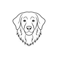 A dog's head is drawn in black and white vector