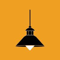 A black and white illustration of a lamp on a yellow background vector