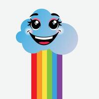 Rainbow with smiling cloud isolated vector