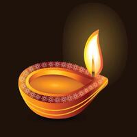 Diya light lamp decoration for festivals vector