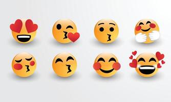 Love emoji set with different poses vector