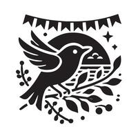 High-Quality Indigo Bunting Silhouette Illustrations for Art and Craft Projects vector