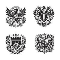 Heraldry Crest Silhouette Vectors for Emblems, Shields, and Badges