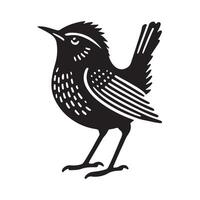 Beautiful Eurasian Wren Silhouette Art for Nature and Animal Illustrations vector