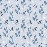 Seamless pattern with blue leaves on a gray background vector
