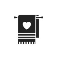 This design features a minimalist towel silhouette with a heart motif. Its perfect for enhancing home decor, enriching bathroom aesthetics, and adding elegance to various textile projects vector