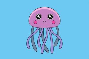 Adorable Jellyfish For Web And Print. Premium Jellyfish Illustration For All Creative Projects. vector