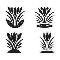 Crocus Silhouette Illustrations for Botanical Prints and Stationery vector