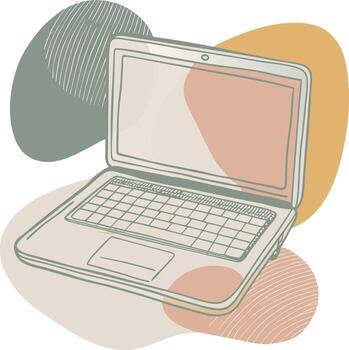 A laptop computer is shown with a colorful background vector