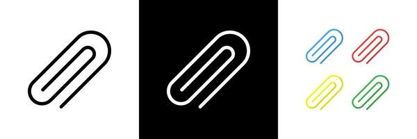 Paperclip Icons. Black, White and Colorful vector