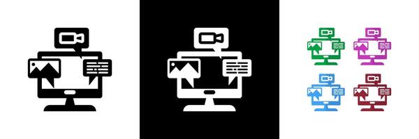 Social Media Management Icons. Black, White and Colorful vector