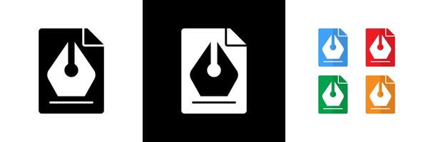 Editable File Icons. Black, White and Colorful vector