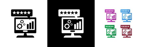 Web Review Management Icons. Black, White and Colorful vector