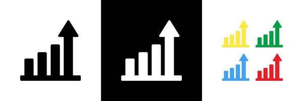 Traffic Up Icons. Black, White and Colorful vector