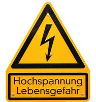 High voltage sign in Germany. The lower lines mean high voltage life danger. photo