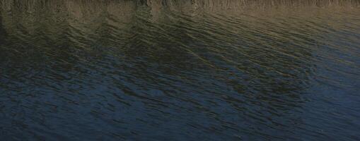 Gently rippled river with blue, green and yellow reflections. photo