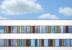 Modern office building with colored panes. photo
