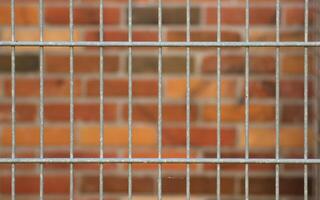 Looking through gaps of a metal fence. photo