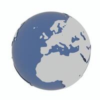 3D-Rendering of globe on white background. The material is rough glass with matte white land and europe is in the center. photo