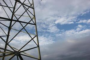 Metal frame of high voltage line. photo