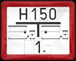 Fire hydrant sign in Germany The top number tells the diameter of the pipe in millimeters, the lower one gives the position and distance of the underground hydrant from the sign photo