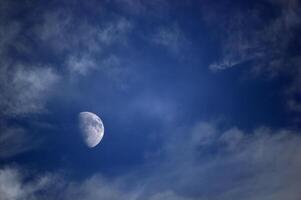 Moon on dark sky with clouds. photo