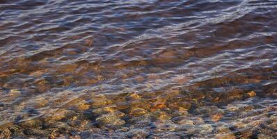 Reflections on a Swedish lake with rocks. photo