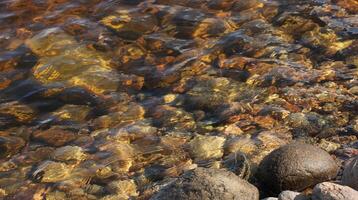 Reflections on a Swedish lake with rocks photo