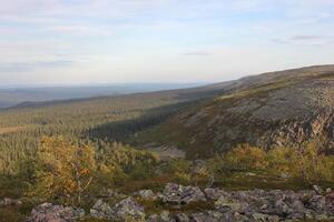 View over Fulufjallet National park from above the Njupeskar waterfall. photo