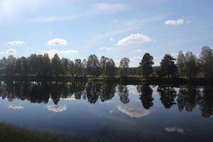 View over the river Vaesterdalaelven in Malung, Dalarna, Sweden. photo