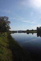 View over the river Vaesterdalaelven in Malung, Dalarna, Sweden photo