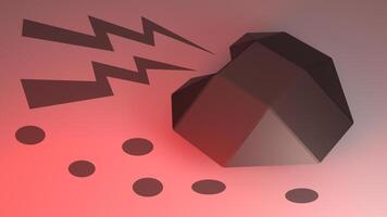 3D rendering of heart of steel in red light photo