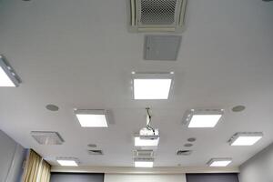 A Modern Office featuring a stylish Ceiling equipped with advanced Lighting and Air Conditioning Systems for ultimate comfort and ambiance photo