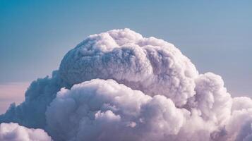 Massive White Fluffy Cloud Formation Against Clear Blue Sky in Tranquil Atmosphere Representation of Calm Nature photo