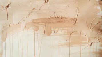 Beige Textured Abstract Paint Strokes and Drips on Canvas with Neutral Artistic Background photo