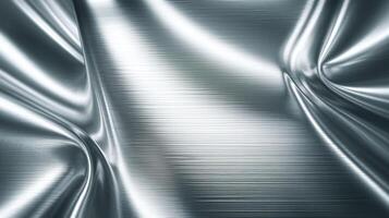 Abstract Metallic Wavy Texture with Shiny Silver Surfaces and Subtle Light Reflections photo