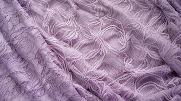 Detailed Lavender Lace Fabric with Floral Patterns and Textured Mesh Background for Elegant Design Use photo