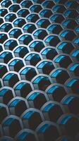 Closeup of Modern Geometric Pattern with Metallic Frames and Blue Backlight in Abstract Design photo