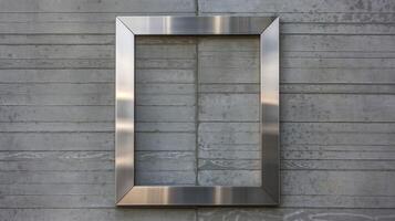 Modern Minimalist Stainless Steel Frame on Textured Concrete Wall with Industrial Design Elements photo