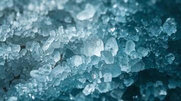 Closeup of Shimmering Blue Crystal Rock Salt with Textured Surface and Macro Details in Natural Light photo