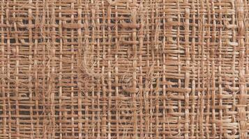 Closeup of Rustic Woven Wicker Texture with Natural Brown Fibers and Detailed Woven Pattern Background photo