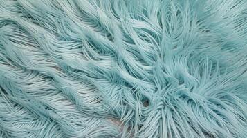 Closeup of Light Blue Fluffy Fabric Texture with Strands Flowing Abstract Soft Background Design photo