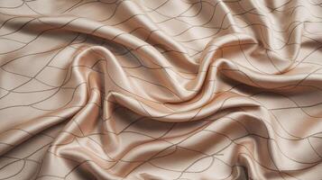 Smooth Beige Satin Fabric with Diamond Pattern and Soft Rippling Texture in Subtle Light Setting photo