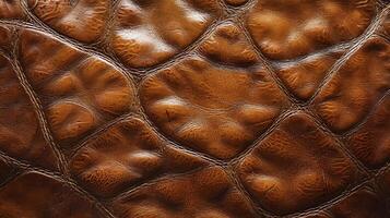 Closeup of Brown Textured Leather with Natural Grain and Pattern for Backgrounds and Design Projects photo