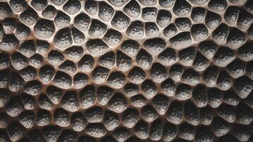 Closeup Detailed Texture of Metallic Hexagonal Pattern with Reflective Black and Bronze Tones photo