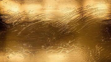 Abstract Golden Textured Surface with Brush Strokes and Shimmering Metallic Background photo