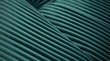 Closeup of Green Pleated Velvet Fabric with Soft Texture and Symmetrical Folds for Decorative Design photo