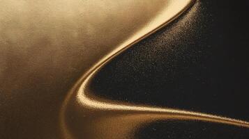 Abstract Closeup of Gold Metallic Texture on Black Background with Smooth Curves and Elegant Shine photo