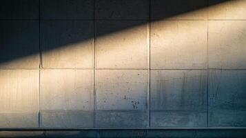 Concrete Wall with Dramatic Sunlight and Shadows Creating Abstract Pattern in Minimalistic Setting photo