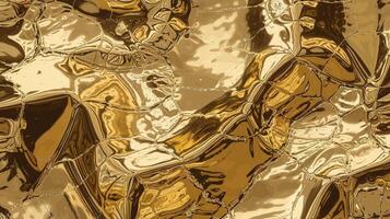 Abstract Shiny Metallic Gold Texture with Irregular Pattern Reflecting Light photo